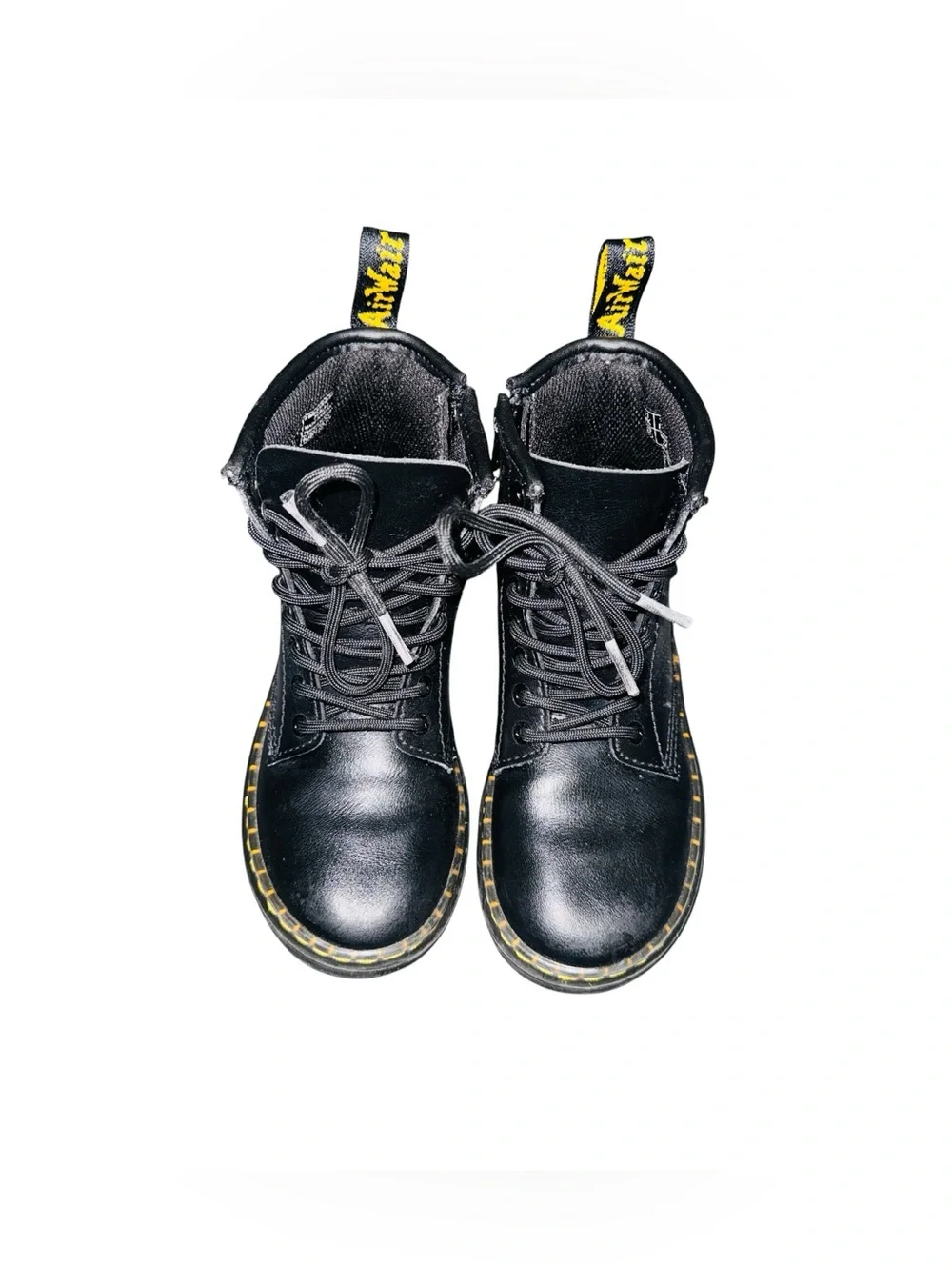 Doc Martens Girls Black Leather Lace Up Side Zipper Boots